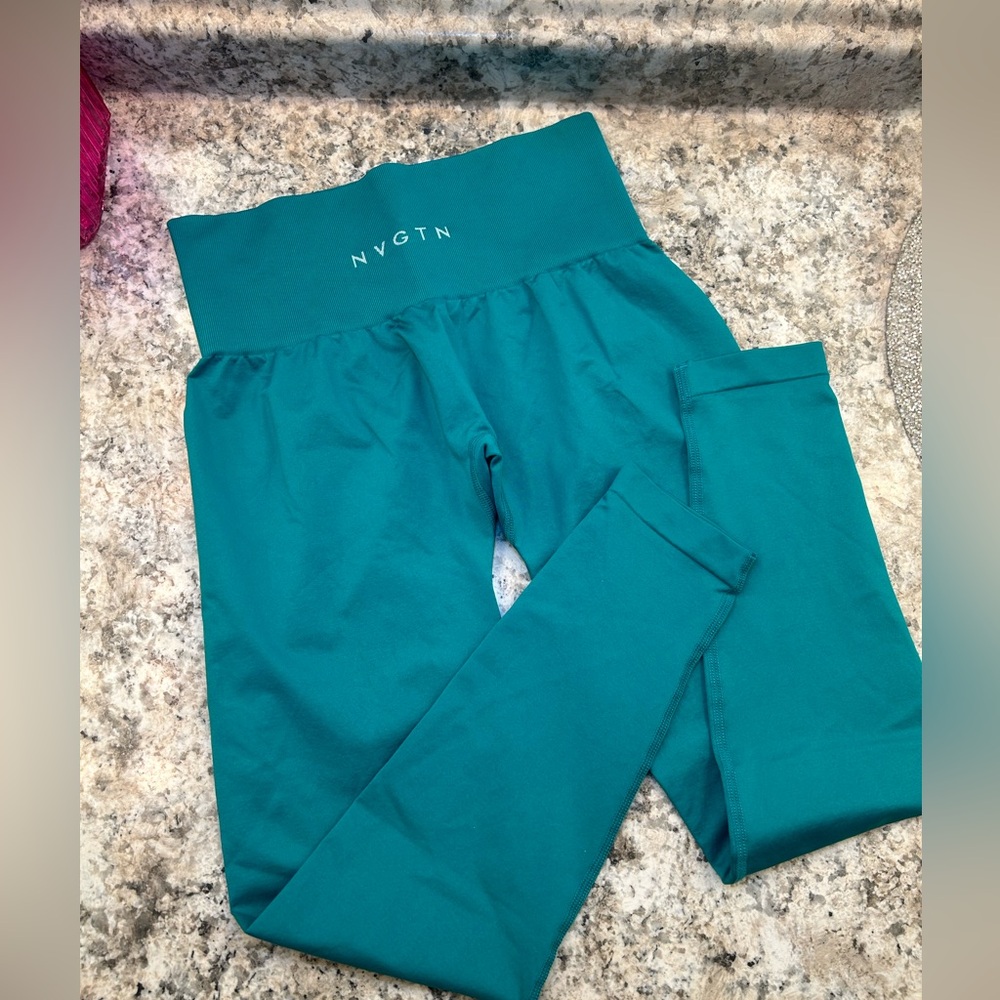 NVGTN blue/green spandex leggings, size small, like new